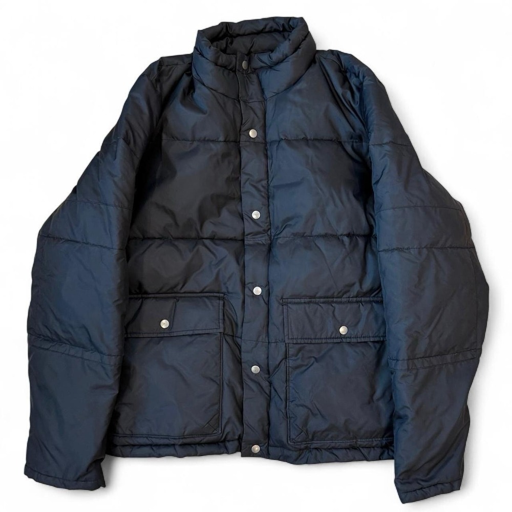 Vintage Gap Black Puffer Jacket Men's Size Large Zip Up Snap Coat Outdoors Y2K